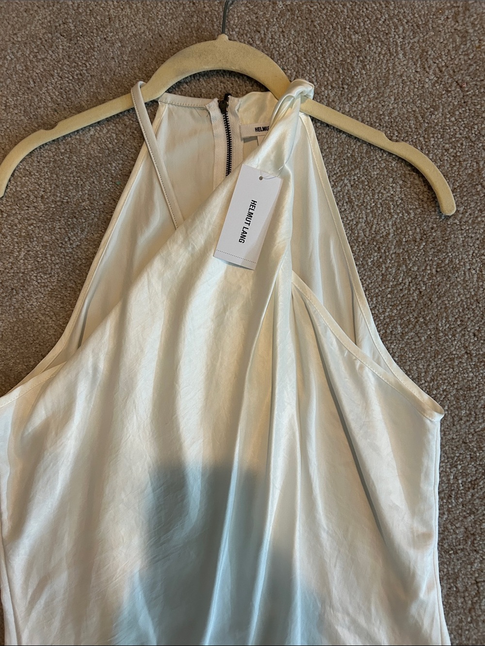 Helmut Lang white Satin Halter Tank Top